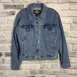 Harley Davidson Vintage Y2K Denim Trucker Light Wash Jean Jacket